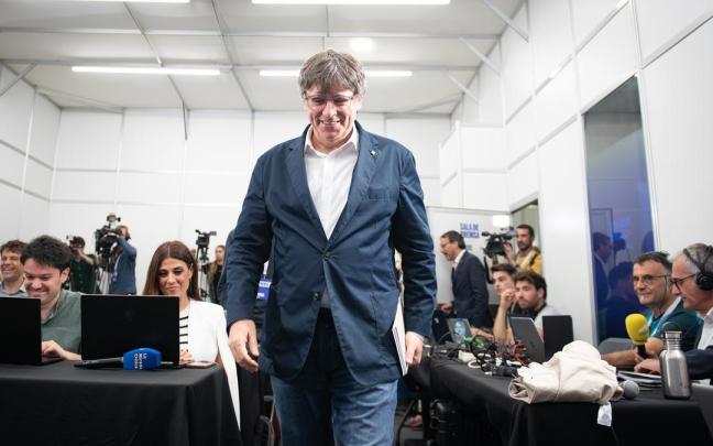 Carles Puigdemont, el pasado domingo tras conocer los resultados electorales.