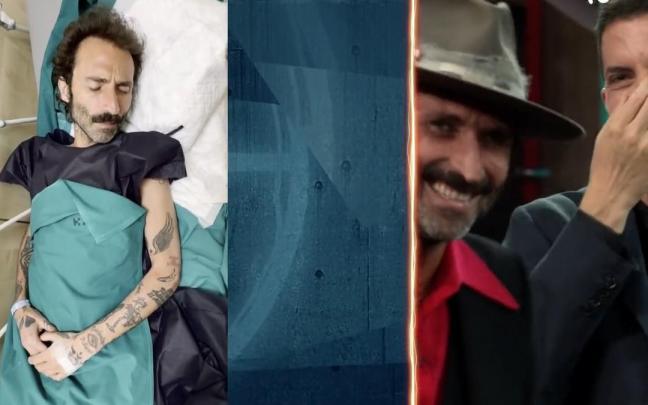 A la izquierda el Leiva anestesiado; a la derecha, el Leiva despierto con Broncano.