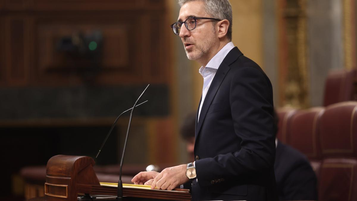 El ministro de Hacienda, Arcadi España, durante su intervención en el Congreso