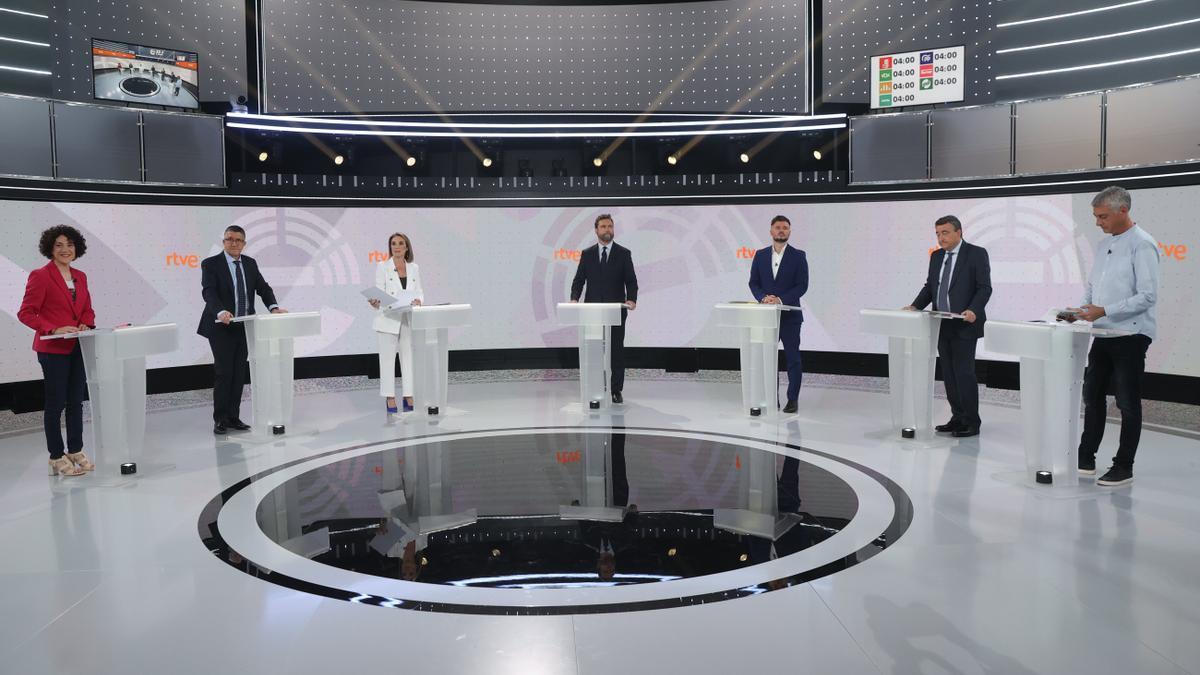 l minuto de oro se produjo a las 23 horas, momento en el que se coincidieron viendo el debate, celebrado en RTVE, 2,3 millones de espectadores con una cuota de pantalla del 20,1%.