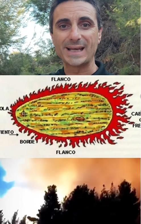 Como explica Assal, el fuego avanza “en forma de lágrima” desde su punto de origen. Por lo tanto, nunca se debe “correr frente al fuego en la dirección del viento”.
