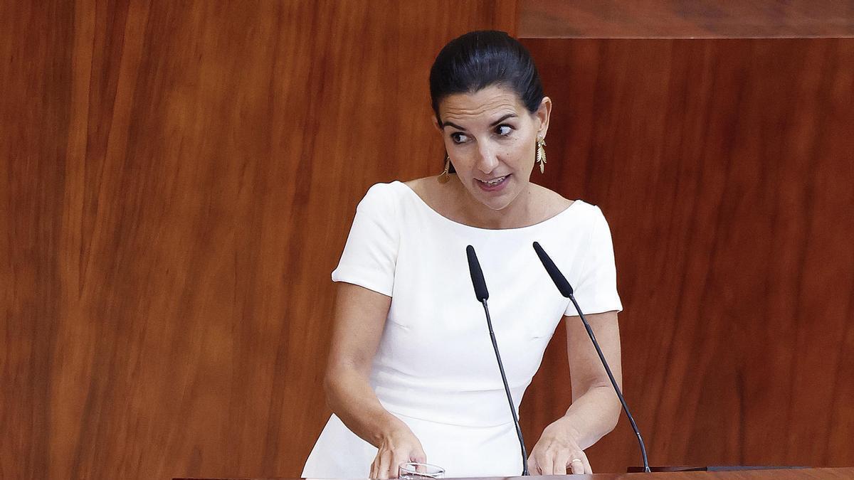 Rocío Monasterio interviene en la Asamblea de Madrid.