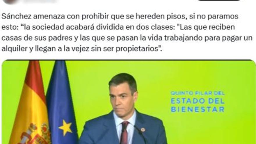 Uno de los mensajes con el bulo sobre las herencias de pisos que han circulado estos días.