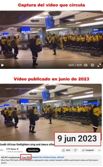 Comparativa entre el vídeo que circula y el publicado en junio de 2023.
