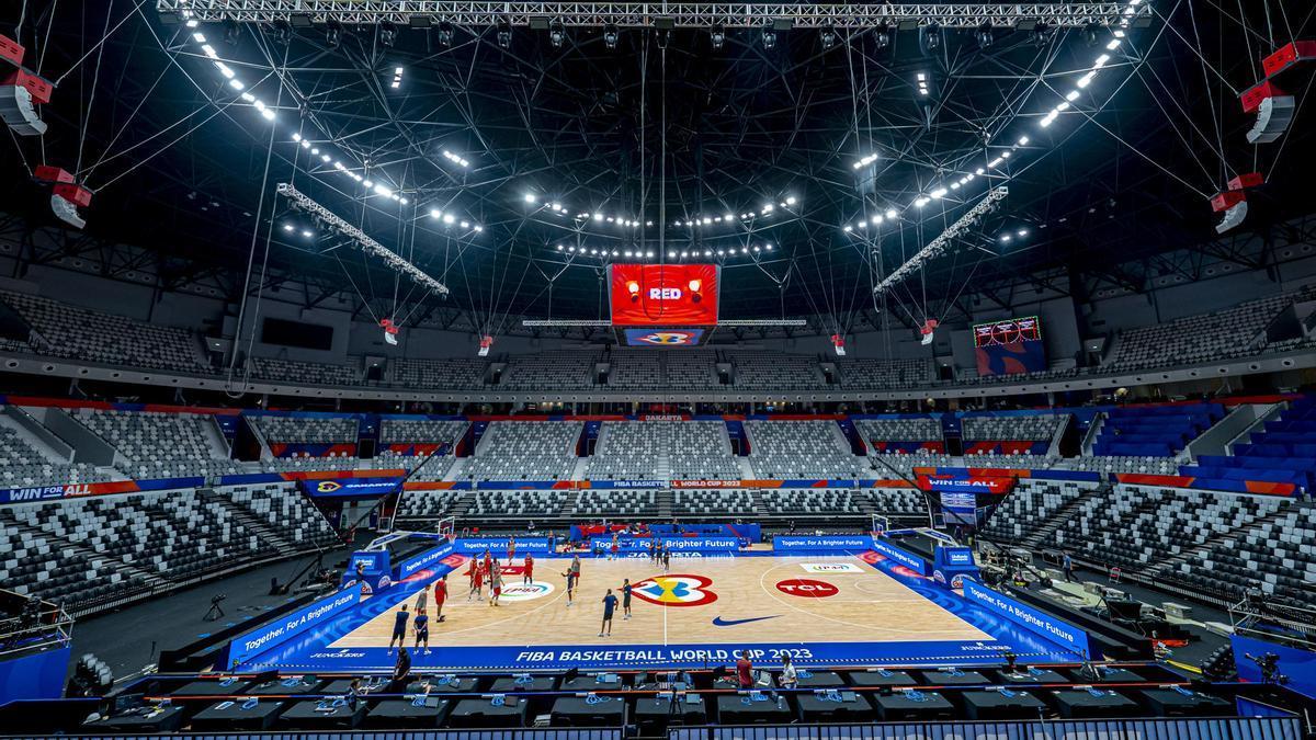La selección española de baloncesto entrena en el Indonesia Arena de Yakarta
