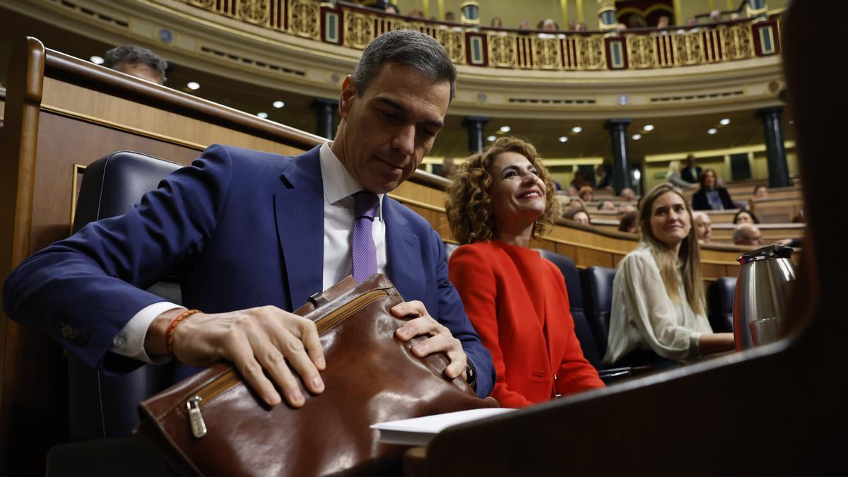El presidente del Gobierno español, Pedro Sánchez, este miércoles en el Congreso.