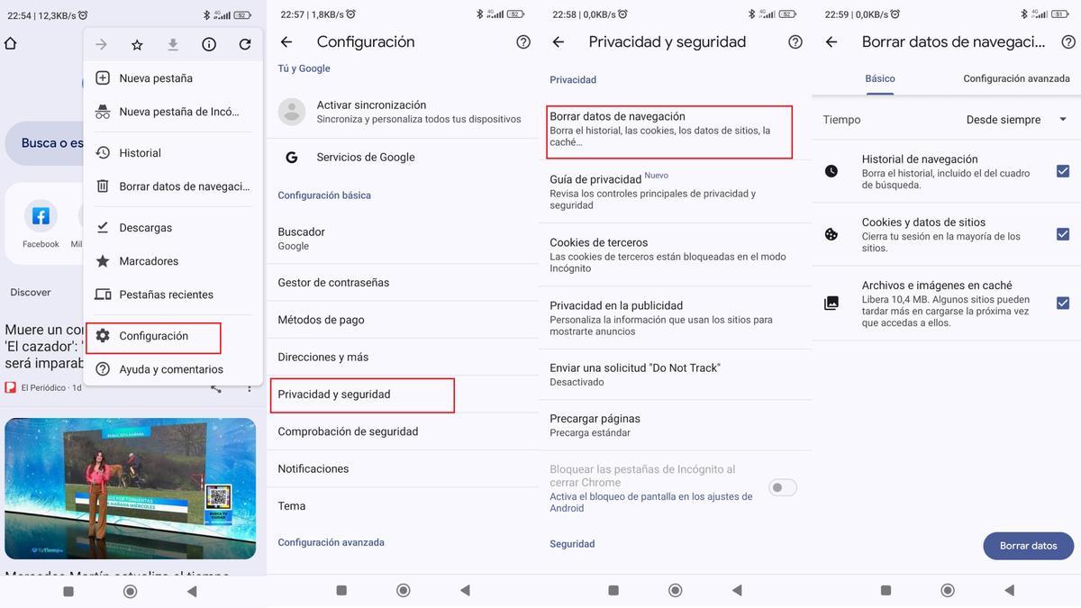 Pasos para borrar las cookies de tu teléfono móvil.