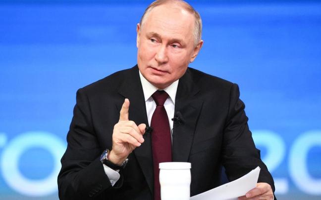 Putin, en la comparecencia de este jueves antes los medios. Putin, en la comparecencia de este jueves antes los medios.