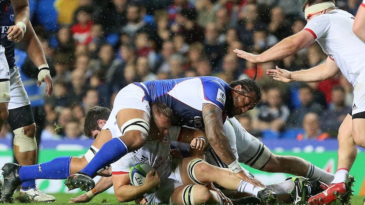 Partido de rugby disputado en el estadio de Anoeta