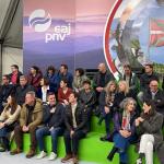 Dirigentes del PNV en la celebración del Aberri Eguna este domingo en la Plaza Nueva de Bilbao.
