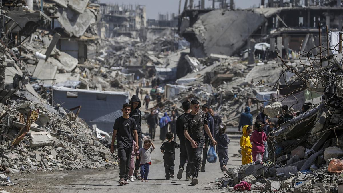 Imagen de una zona destruida por los ataques israelíes en la Franja de Gaza