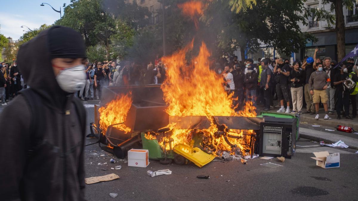 Incidentes en una manifestación estudiantil en Paris.