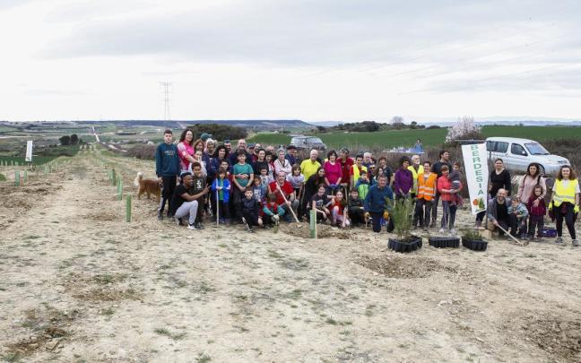 El grupo que participó en la plantación de árboles.