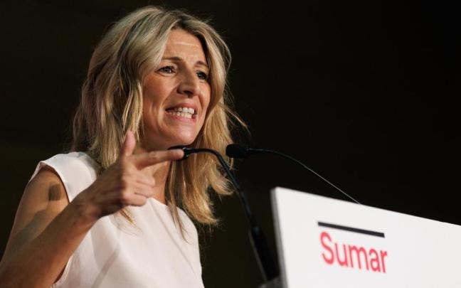 Yolanda Díaz durante un mitin de campaña.