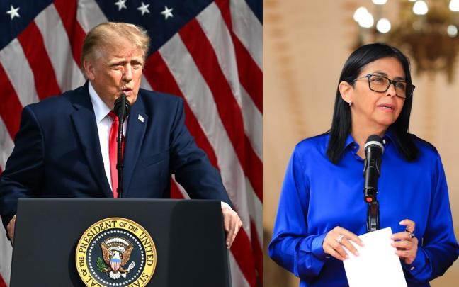 Donald Trump, presidente de Estados Unidos, y Delcy Rodríguez, presidenta encargada de Venezuela.