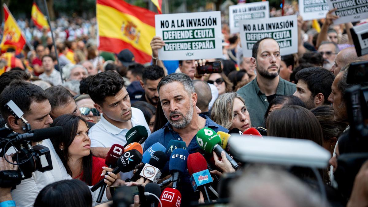 El líder de Vox, Santiago Abascal, en una de las convocatorias.