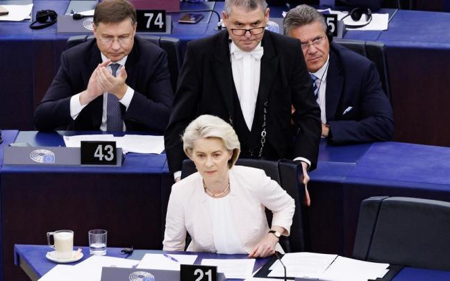 Ursula Von der Leyen durante su discurso por su segundo mandato como Presidenta de la Comisión Europea.