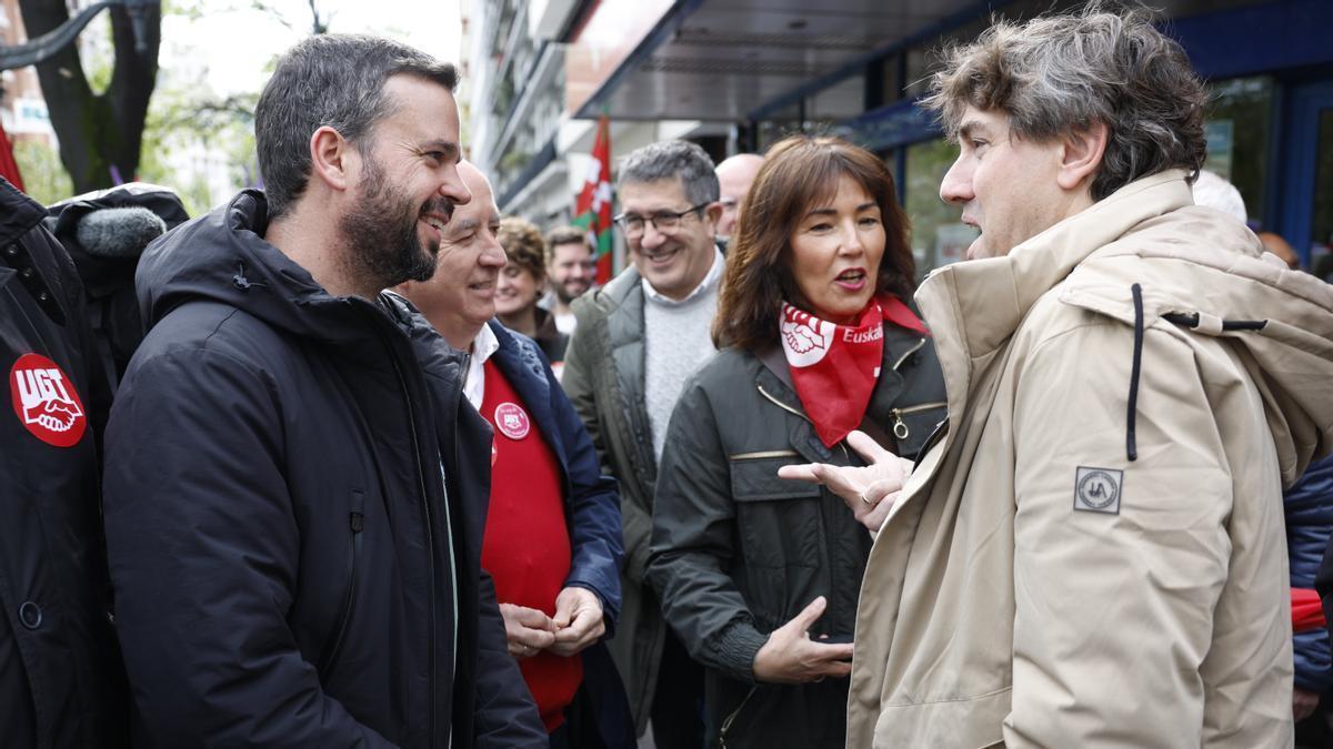 El secretario general del PSE, Eneko Andueza, en la manifestación del Primero de mayo.