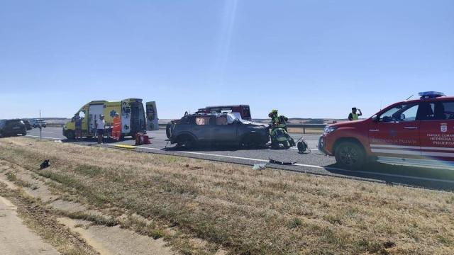 Accidente en la A-67 en Herrera de Pisuerga (Palencia).