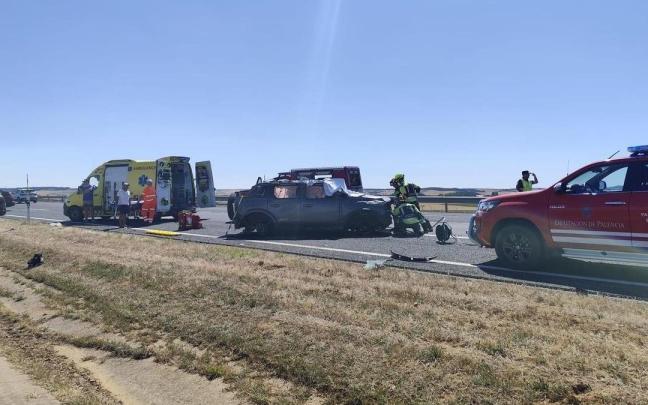 Accidente en la A-67 en Herrera de Pisuerga (Palencia).