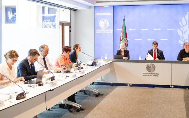 Reunión del Consejo de Dirección de Emakunde, presidida por el lehendakari, Imanol Pradales.