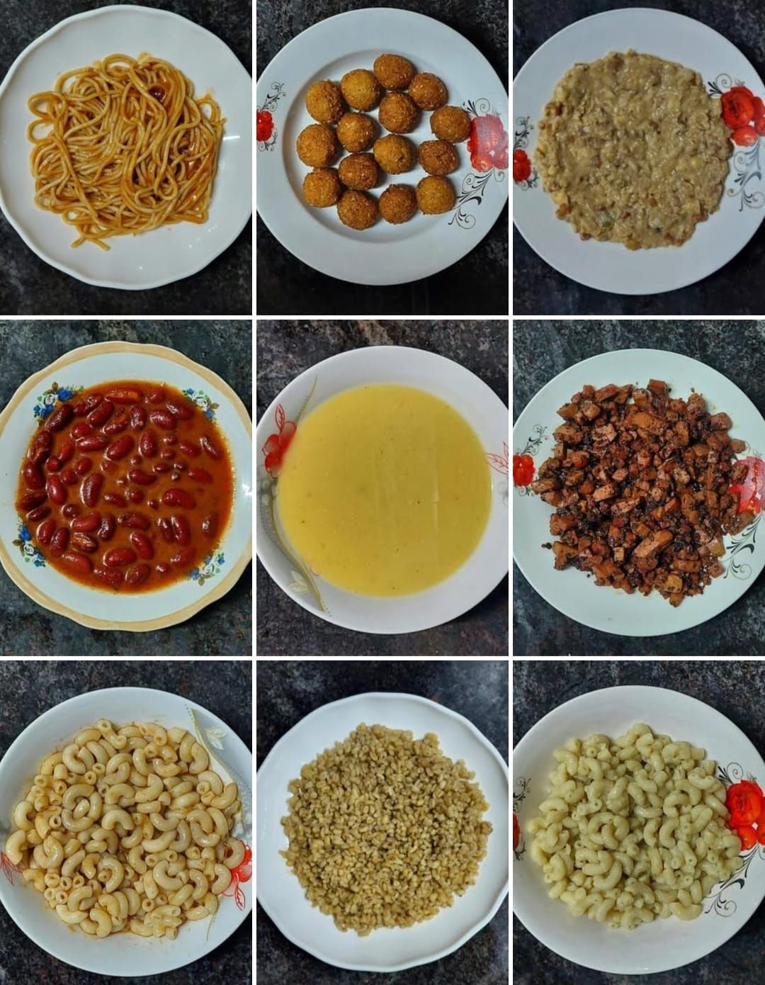 Platos que componen el 'Menú de Gaza'.