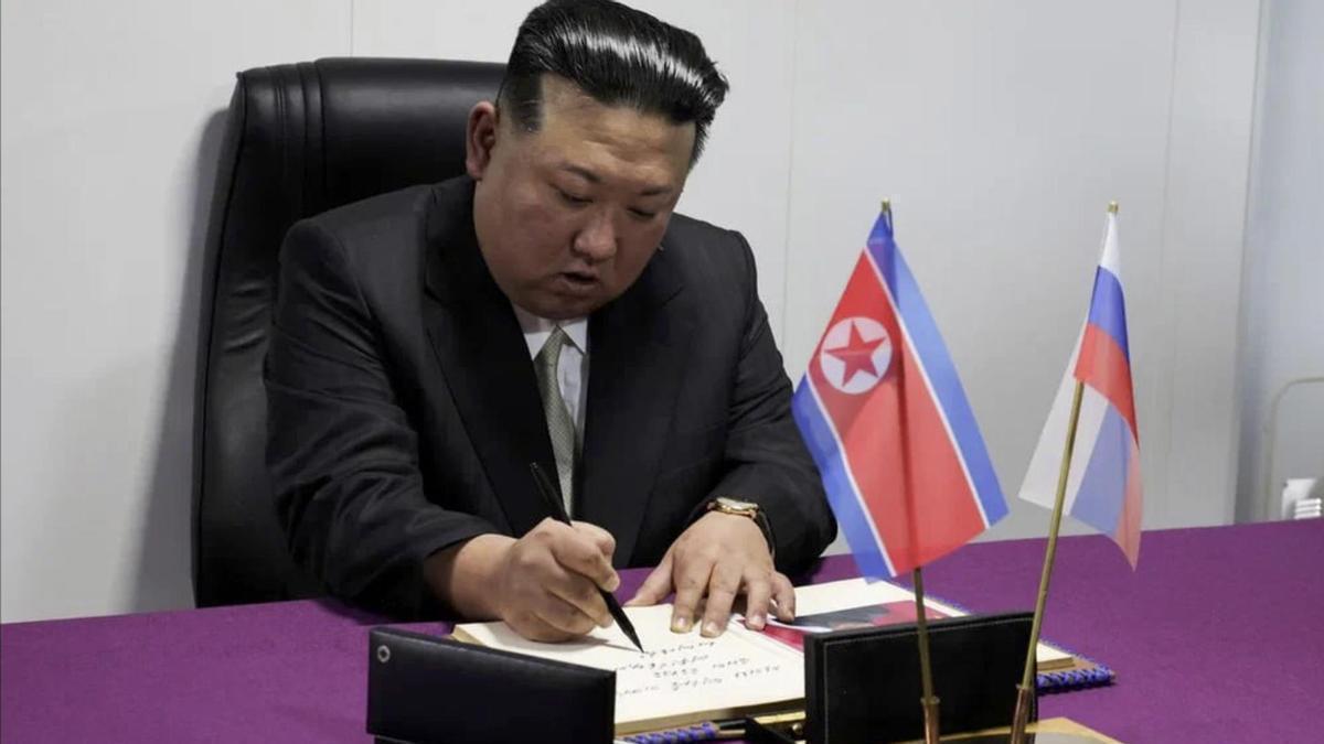 El líder de Corea del Norte, Kim Jong-un, durante su visita a Rusia.