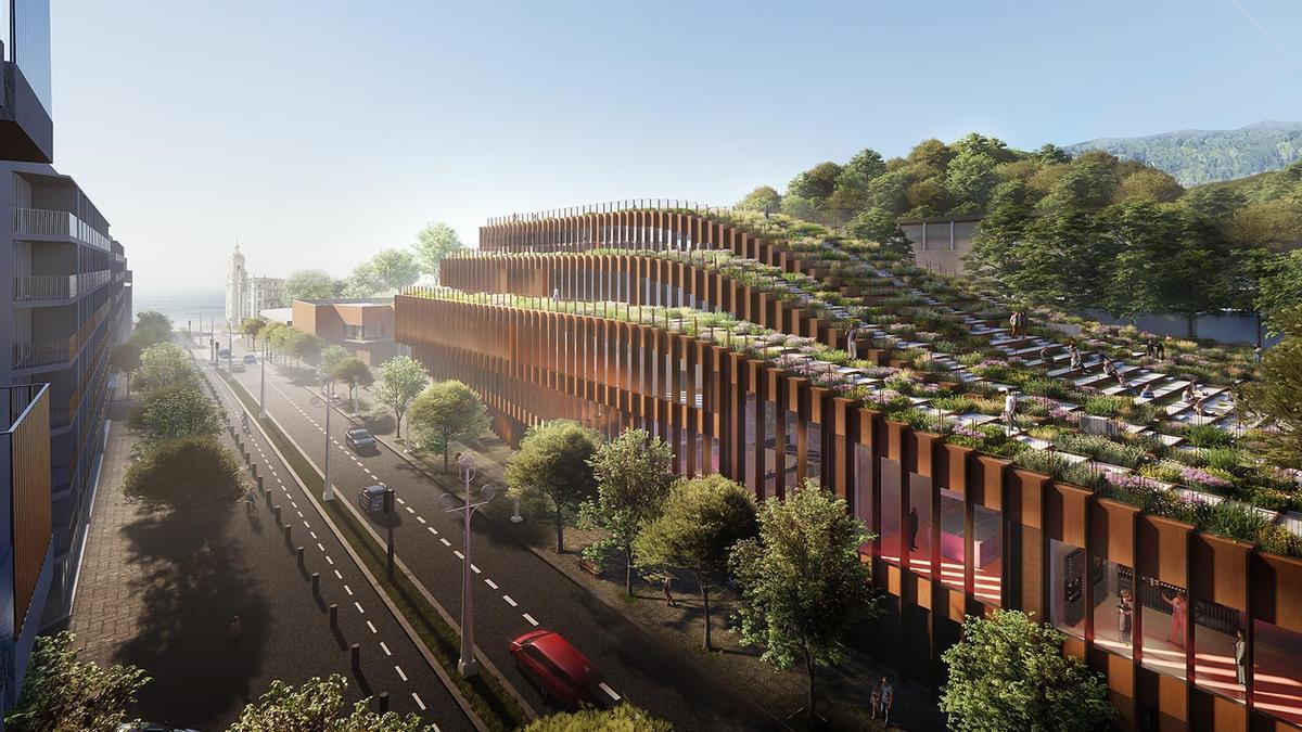 Imágenes del futuro GOe (Gastronomy Open Ecosystem) de Basque Culinary Center en la avenida de Navarra