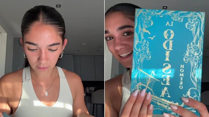 La influencer solo se dedica a mostrar el libro a la cámara, comentando lo “bonito” que es y limitándose a los aspectos estéticos de la edición.