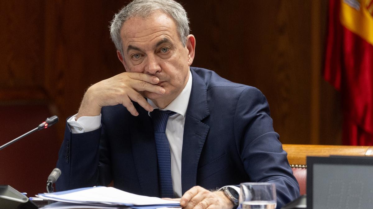El expresidente del Gobierno José Luis Rodríguez Zapatero en su comparecencia ante la Comisión de Investigación sobre el ‘caso Koldo’, en el Senado.