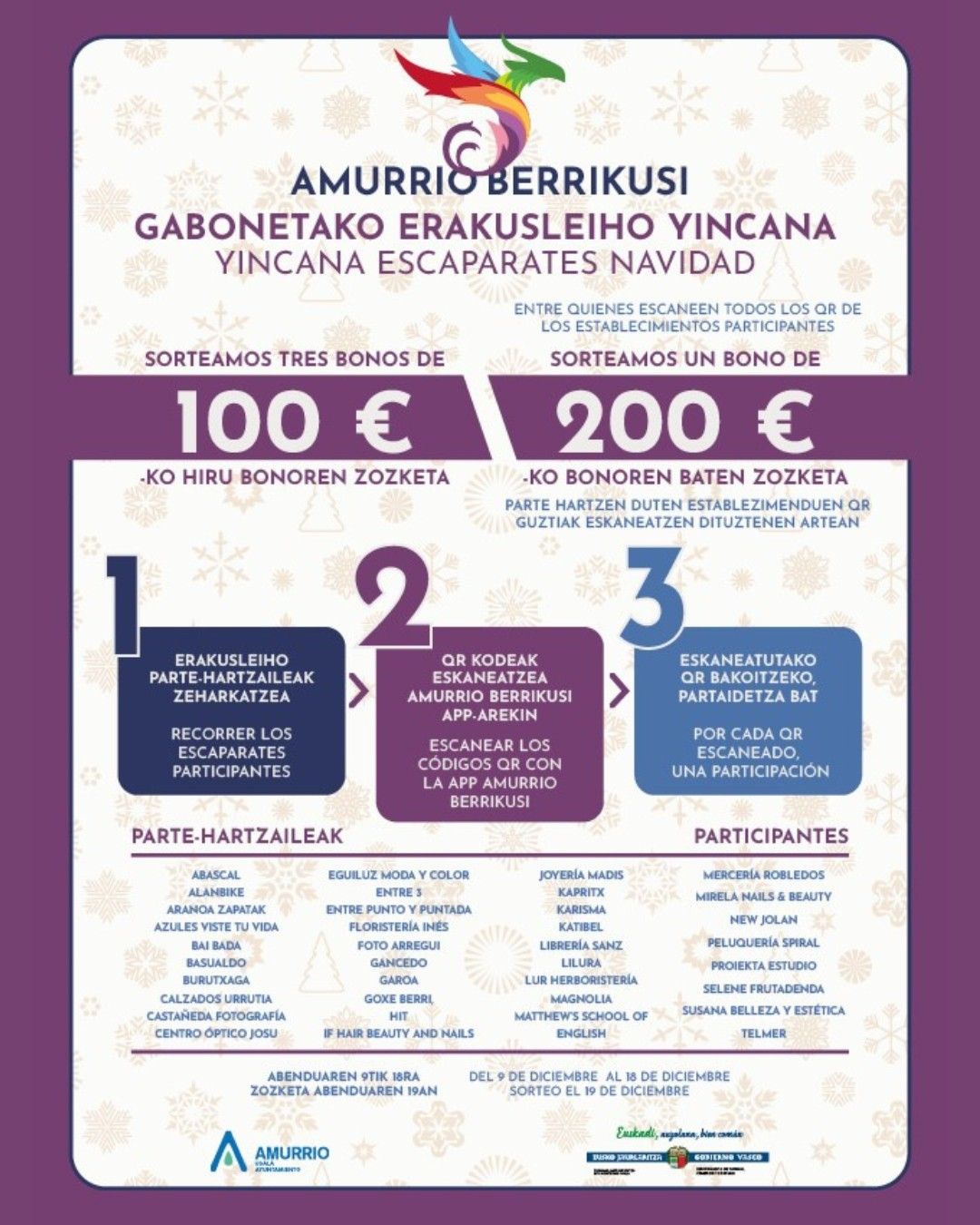 Cartel anunciador de la yincana de escaparates navideños en Amurrio