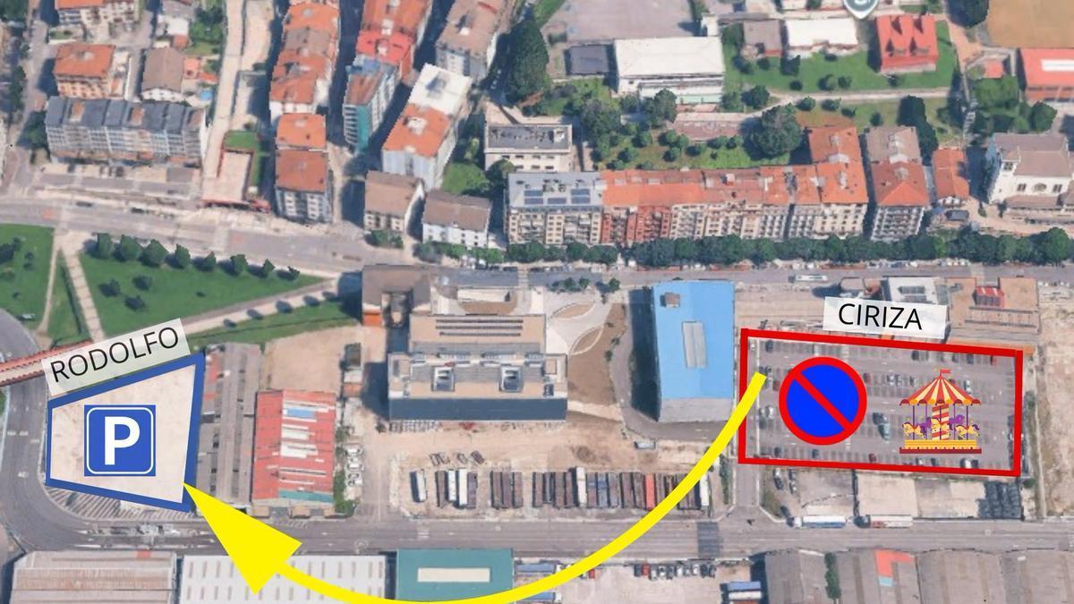 Plano con los cambios en el aparcamiento.