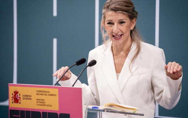 Yolanda Díaz, durante la presentación del IV Informe de la Comisión Asesora para actualizar el SMI en 2026.