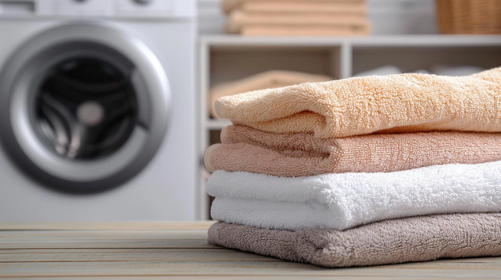 Toallas lavadas y secas listas para recoger.