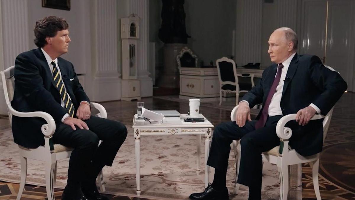 Vladimir Putin durante su entrevista con Tucker Carlson.