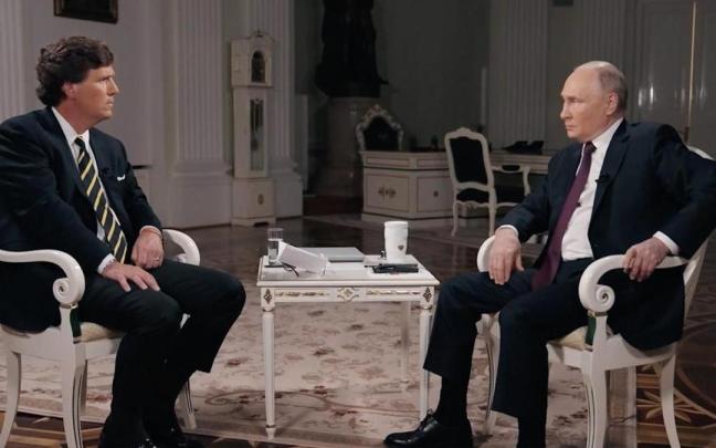 Vladimir Putin durante su entrevista con Tucker Carlson.