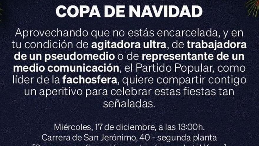 Imagen de la copa de Navidad del PP.