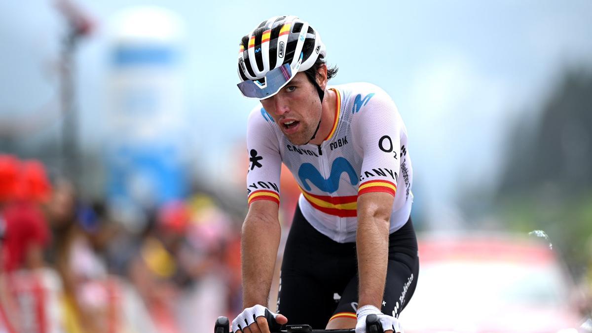 Oier Lazkano, a su llegada a meta.