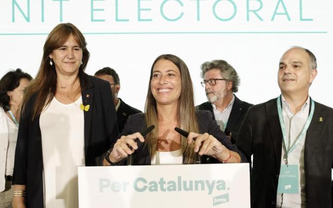 Míriam Nogueras (Junts), durante su valoración de los resultados electorales.