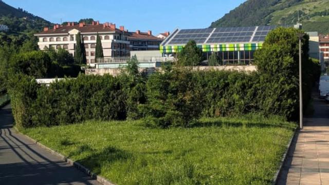 Vista de la zona verde que se incorporará a las piscinas tras las obras de ampliación