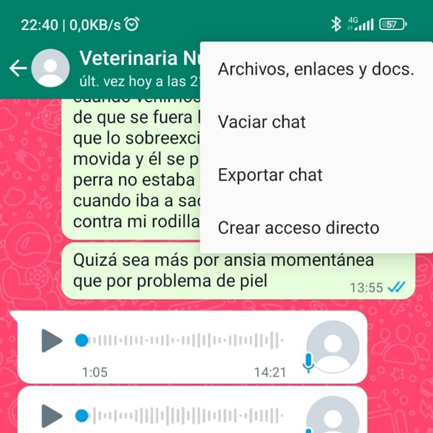 Menú con la opción 'Crear el acceso directo'.