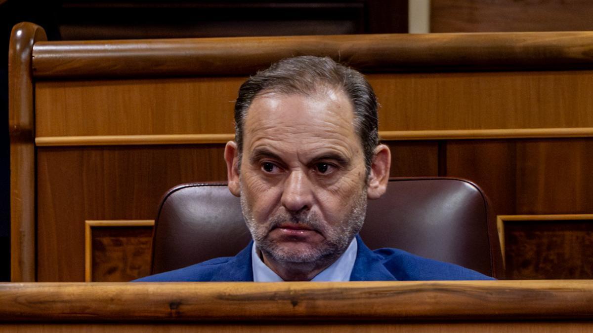 José Luis Ábalos, en su escaño del Congreso de los Diputados