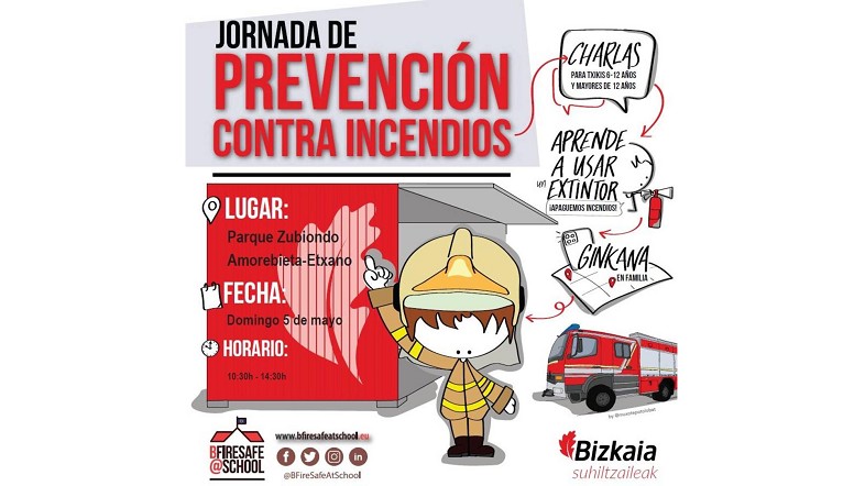 Cartel de la jornada de prevención contra incendios de Bomberos de Bizkaia
