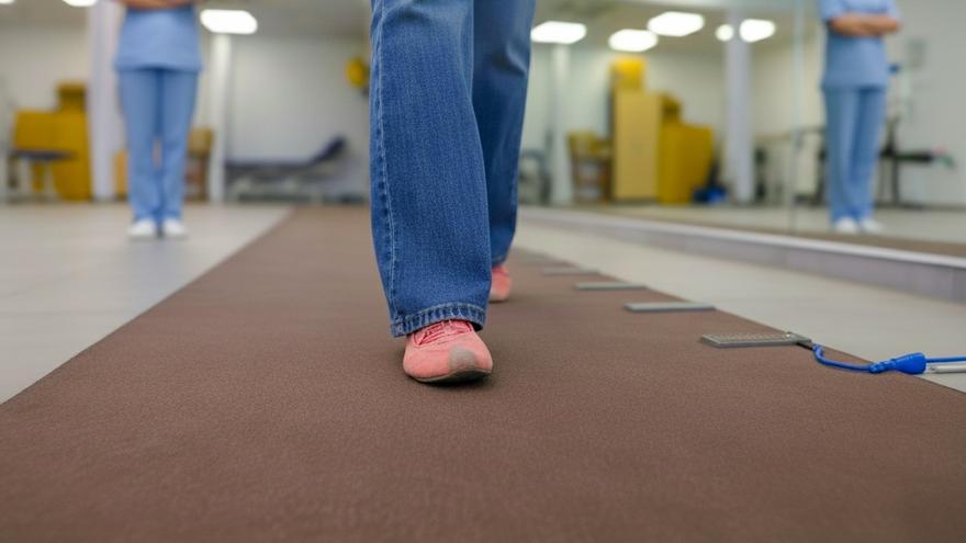 Un paciente caminando en el pasillo electrónico