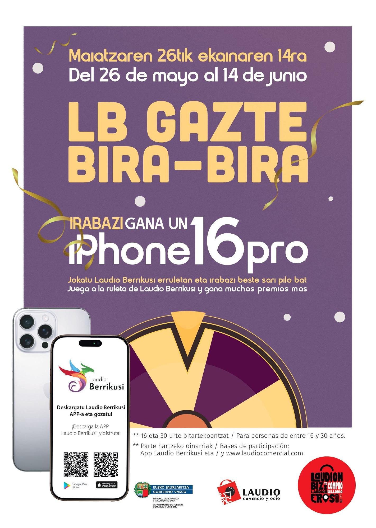 Cartel campaña de atracción clientela juvenil a Laudio Berrikusi