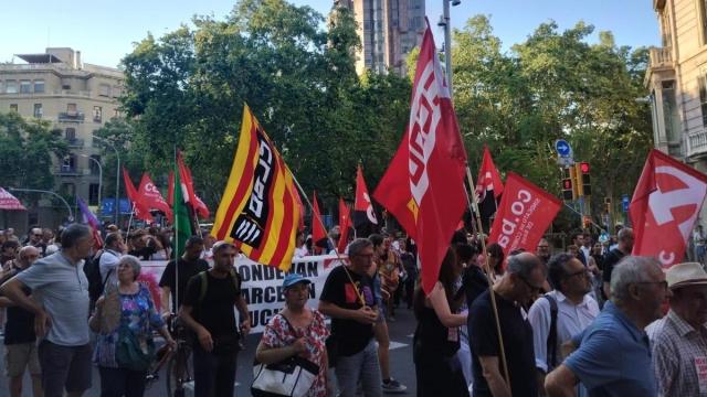 Manifestación en Barcelona contra el encarcelamiento de 'las seis de la Suiza'. / EP Manifestación en Barcelona contra el encarcelamiento de 'las seis de la Suiza'.