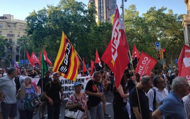 Manifestación en Barcelona contra el encarcelamiento de 'las seis de la Suiza'.