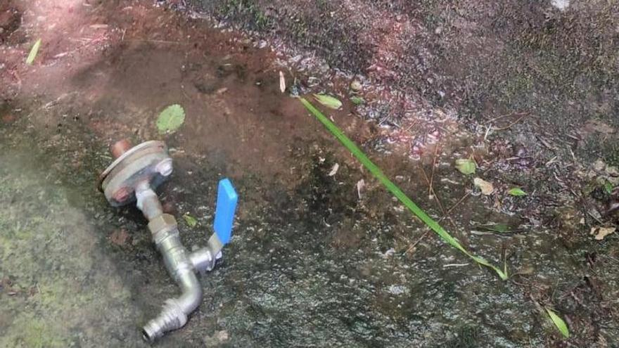 El grifo fue dejado en la pileta tras ser arrancado de su emplazamiento.