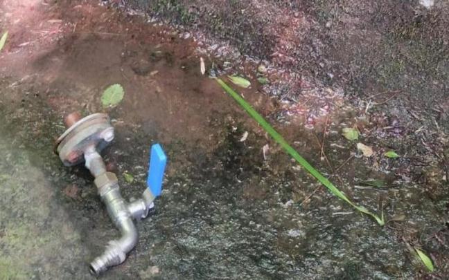 El grifo fue dejado en la pileta tras ser arrancado de su emplazamiento.