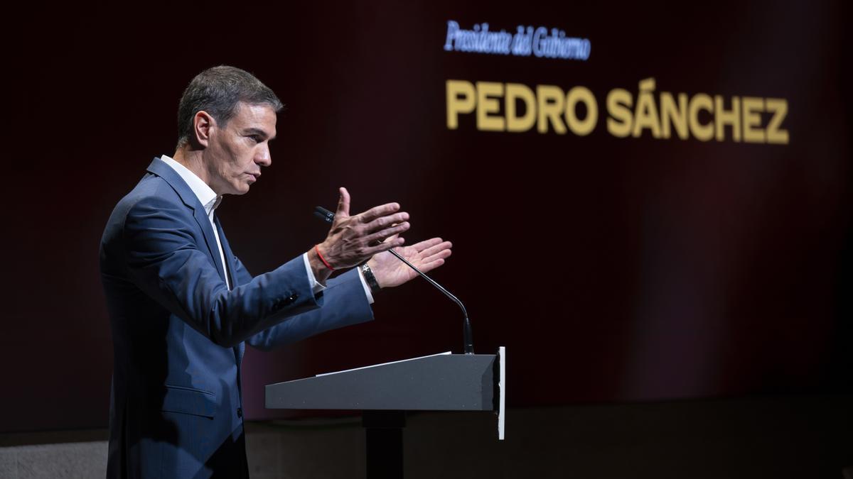 El presidente del Gobierno, Pedro Sánchez, durante la presentación del Plan de Integración y Ciudadanía
